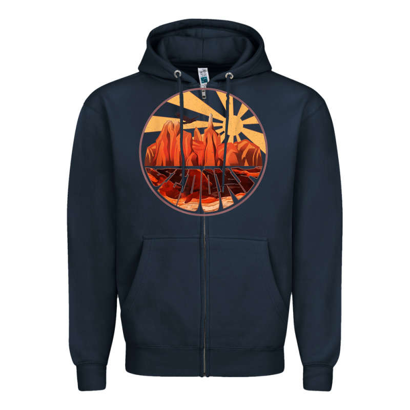 Retro Vintage Sedona Arizona Hiking Sunset Dawn Gift Zipper Hoodie by minhPixels | Teevron