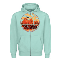 Seafoam Retro Vintage Sedona Arizona Hiking Sunset Dawn Gift Zipper Hoodie - minhPixels