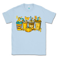 Dusty Blue Childhood Cancer coffee cups yellow ribbon Classic Tee - NancyCooperArtShop