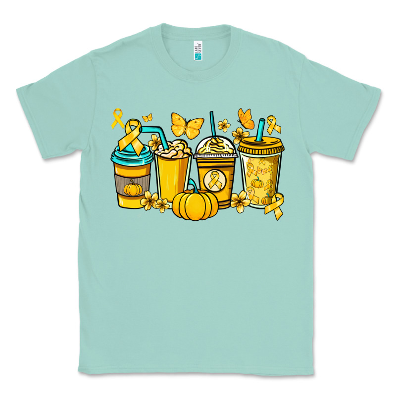 Childhood Cancer Coffee Cups Yellow Ribbon Classic Tee by NancyCooperArtShop | Teevron