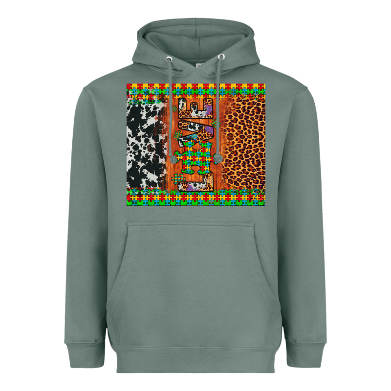 Love Autism Awareness Leopard Cowhide Heavyweight Hoodie by Artiststas | Teevron