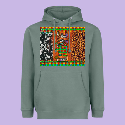 Love Autism Awareness Leopard Cowhide Heavyweight Hoodie Designed By Artiststas