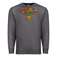 Charcoal Heather thunderbird  wild soul with sunflower serape aztec Premium Sweatshirt - Artiststas