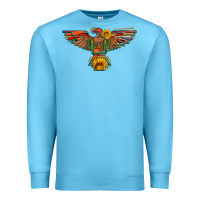Ocean Blue thunderbird  wild soul with sunflower serape aztec Premium Sweatshirt - Artiststas