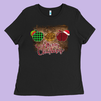 Merry Christmas Apples Ladies Tee Designed By Bettercallsaul