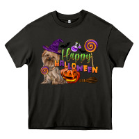 Asphalt Happy Halloween With Yorkshire Terrier Dog Heavy Core Tee - LillyAllenDesigns
