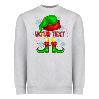 Heather Grey Elf Your Text Heavyweight Sweatshirt - CowhideDigitalArt