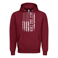 Burgundy Father's Day Best Dad Ever American Flag Zipper Hoodie - minhPixels