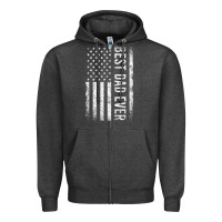 Charcoal Heather Father's Day Best Dad Ever American Flag Zipper Hoodie - minhPixels