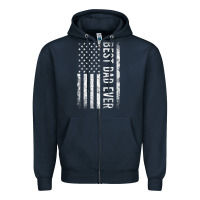 Navy Father's Day Best Dad Ever American Flag Zipper Hoodie - minhPixels