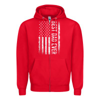 Father's Day Best Dad Ever American Flag Zipper Hoodie | Teevron