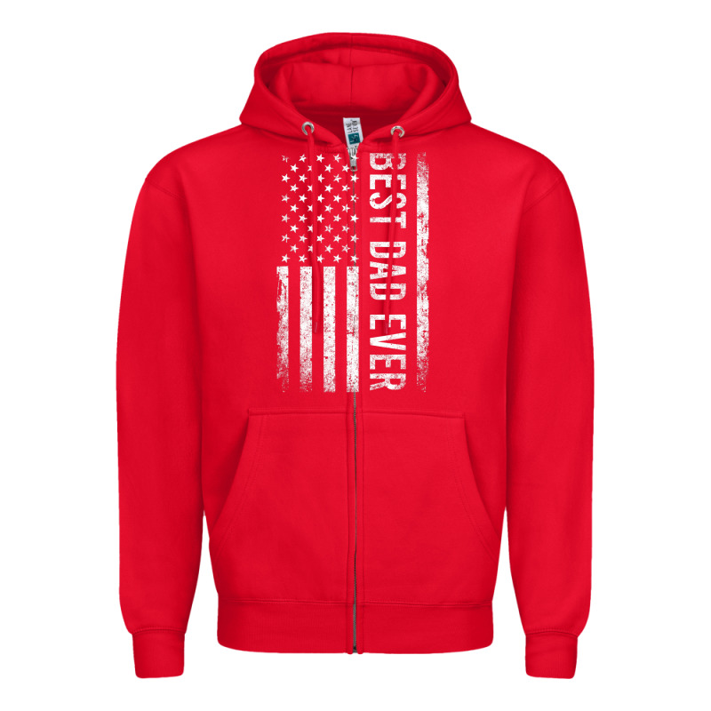 Father's Day Best Dad Ever American Flag Zipper Hoodie by minhPixels | Teevron