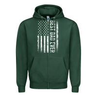 Sports Green Father's Day Best Dad Ever American Flag Zipper Hoodie - minhPixels