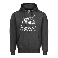 Charcoal Heather Captain Jack Sparrow Tattoo WHITE Zipper Hoodie - minhPixels