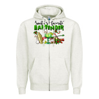 Oatmeal Heather Santa's Favorite Bartender Zipper Hoodie - LillyAllenDesigns