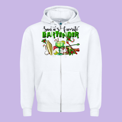 Santa's Favorite Bartender Zipper Hoodie Designed By Lillyallendesigns