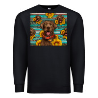 Black Chocolate Labrador with sunflowers western Premium Sweatshirt - Artiststas