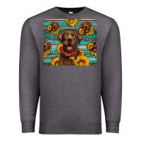 Charcoal Heather Chocolate Labrador with sunflowers western Premium Sweatshirt - Artiststas