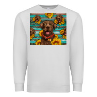Dove Grey Chocolate Labrador with sunflowers western Premium Sweatshirt - Artiststas