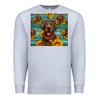 Heather Grey Chocolate Labrador with sunflowers western Premium Sweatshirt - Artiststas