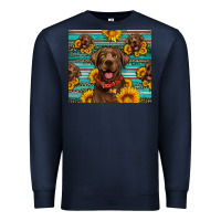 Navy Chocolate Labrador with sunflowers western Premium Sweatshirt - Artiststas