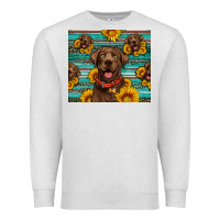 Oatmeal Heather Chocolate Labrador with sunflowers western Premium Sweatshirt - Artiststas