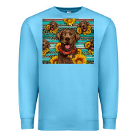 Ocean Blue Chocolate Labrador with sunflowers western Premium Sweatshirt - Artiststas