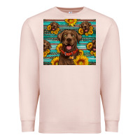 Chocolate Labrador With Sunflowers Western Premium Sweatshirt | Teevron