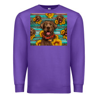 Purple Chocolate Labrador with sunflowers western Premium Sweatshirt - Artiststas