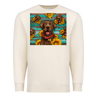 Sandshell Chocolate Labrador with sunflowers western Premium Sweatshirt - Artiststas