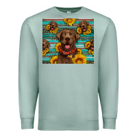 Seafoam Chocolate Labrador with sunflowers western Premium Sweatshirt - Artiststas