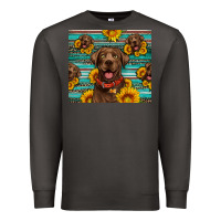 Smoke Chocolate Labrador with sunflowers western Premium Sweatshirt - Artiststas