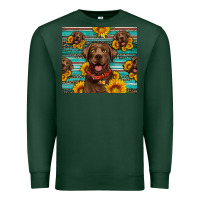 Sports Green Chocolate Labrador with sunflowers western Premium Sweatshirt - Artiststas