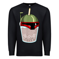Black bubble fett boba tea funny sci fi pun pearl milk tea gift t shirt Premium Sweatshirt - minhPixels