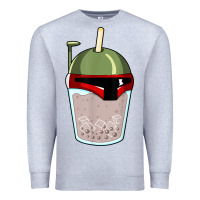Heather Grey bubble fett boba tea funny sci fi pun pearl milk tea gift t shirt Premium Sweatshirt - minhPixels