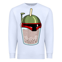 White bubble fett boba tea funny sci fi pun pearl milk tea gift t shirt Premium Sweatshirt - minhPixels