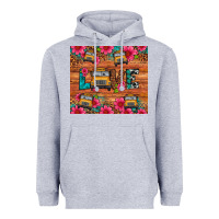 Heather Grey love school bus leopard Heavyweight Hoodie - Artiststas