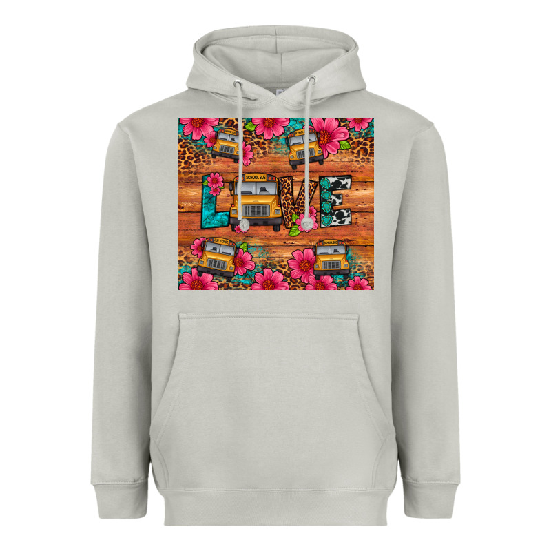 Love School Bus Leopard Heavyweight Hoodie by Artiststas | Teevron