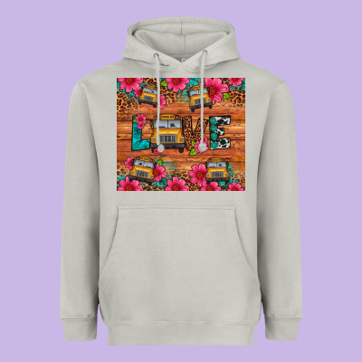 Love School Bus Leopard Heavyweight Hoodie Designed By Artiststas