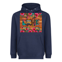 Navy love school bus leopard Heavyweight Hoodie - Artiststas