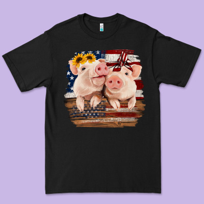 Cute Couple American Pigs Premium Tee Designed By Bettercallsaul