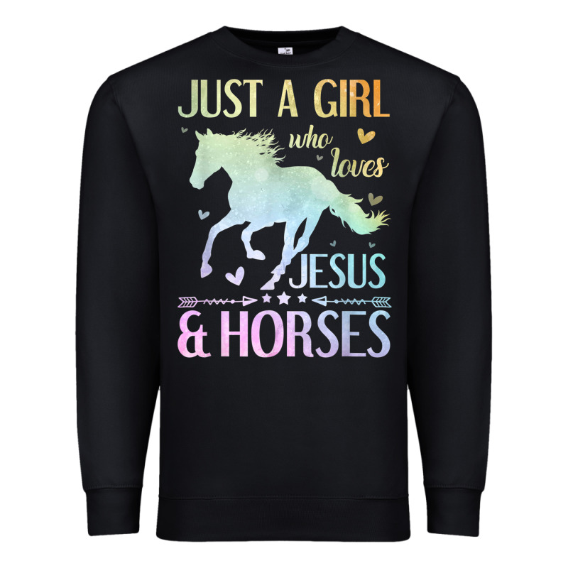 Jesus And Horses, Horse Gifts For Girls, Women Premium Sweatshirt by minhPixels | Teevron