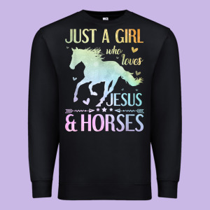 Jesus And Horses, Horse Gifts For Girls, Women Premium Sweatshirt Designed By Minhpixels