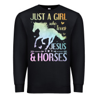 Black Jesus And Horses, Horse Gifts For Girls, Women Premium Sweatshirt - minhPixels