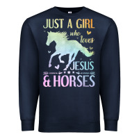 Navy Jesus And Horses, Horse Gifts For Girls, Women Premium Sweatshirt - minhPixels