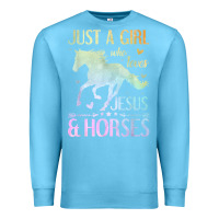 Ocean Blue Jesus And Horses, Horse Gifts For Girls, Women Premium Sweatshirt - minhPixels