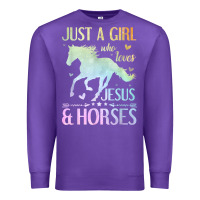 Purple Jesus And Horses, Horse Gifts For Girls, Women Premium Sweatshirt - minhPixels