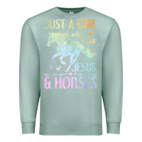 Seafoam Jesus And Horses, Horse Gifts For Girls, Women Premium Sweatshirt - minhPixels