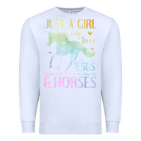 White Jesus And Horses, Horse Gifts For Girls, Women Premium Sweatshirt - minhPixels