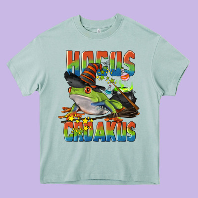 Hocus Croakus Halloween Frog Heavy Core Tee Designed By Lillyallendesigns